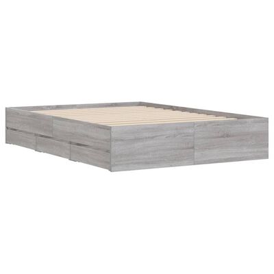 vidaXL Cadre de lit et tiroirs sonoma gris 120x190 cm bois ingénierie