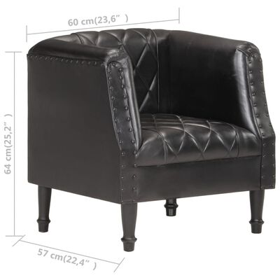 vidaXL Chaise cabriolet Noir Cuir véritable de chèvre