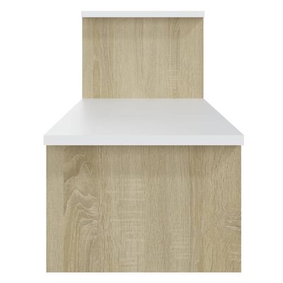 vidaXL Meuble TV Blanc et chêne sonoma 180x30x43 cm Aggloméré