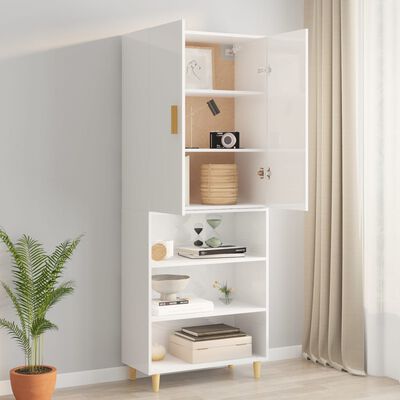 vidaXL Armoire murale suspendue Blanc brillant 69,5x34x90 cm