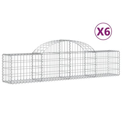 vidaXL Paniers à gabions arqués 6 pcs 200x30x40/60 cm Fer galvanisé