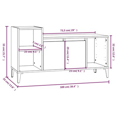 vidaXL Meuble TV Gris béton 100x35x55 cm Bois d'ingénierie