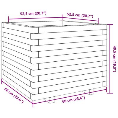 vidaXL Jardinière 60x60x49,5 cm bois de pin imprégné