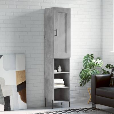 vidaXL Buffet haut Gris béton 34,5x34x180 cm Bois d'ingénierie