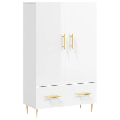 vidaXL Buffet haut blanc brillant 69,5x31x115 cm bois d'ingénierie