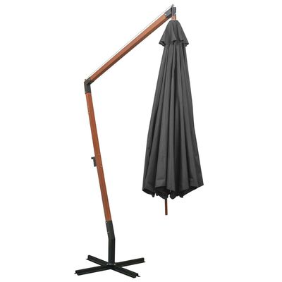 vidaXL Parasol de jardin suspendu avec mât anthracite bois de sapin