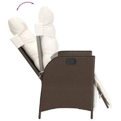 vidaXL Ensemble à manger de jardin 3 pcs et coussins marron poly rotin