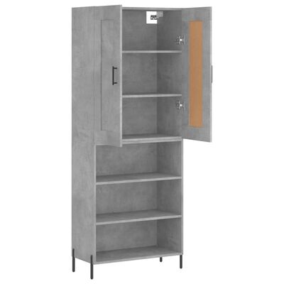 vidaXL Buffet haut Gris béton 69,5x34x180 cm Bois d'ingénierie