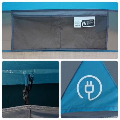 vidaXL Tente de camping tunnel 5 personnes bleu imperméable