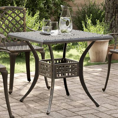 vidaXL Table de jardin bronze 80x80x75 cm aluminium coulé