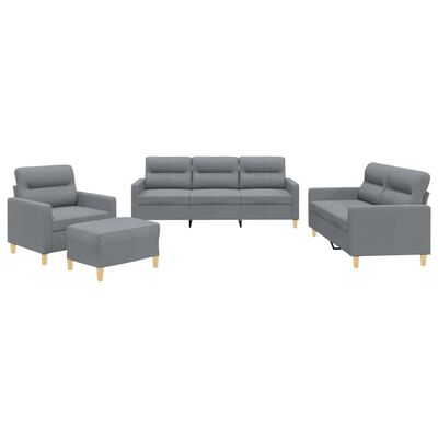 vidaXL Ensemble de canapés 4 pcs avec coussins Gris clair Tissu