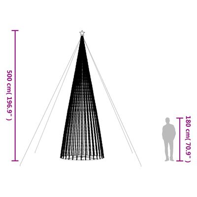 vidaXL Arbre de Noël lumineux conique 1544 LED colorées 500 cm