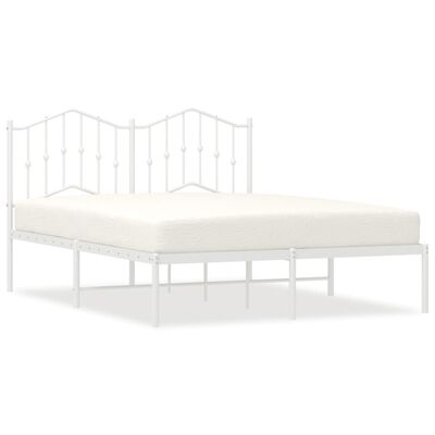 vidaXL Cadre de lit métal sans matelas et tête de lit blanc 135x190 cm