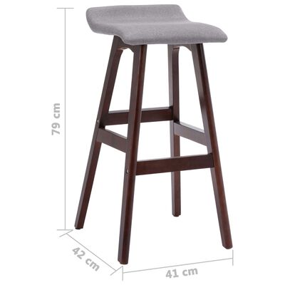 vidaXL Tabourets de bar lot de 2 gris clair tissu