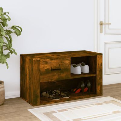 vidaXL Armoire à chaussures Chêne fumé 80x35x45 cm Bois d'ingénierie