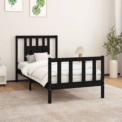 vidaXL Cadre de lit sans matelas noir bois massif de pin 100x200 cm