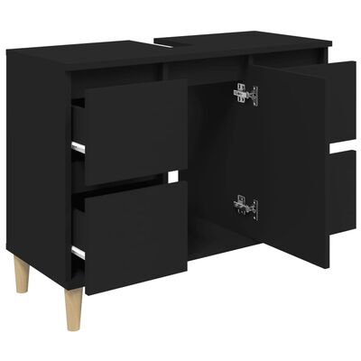 vidaXL Meuble d'évier noir 80x33x60 cm bois d'ingénierie