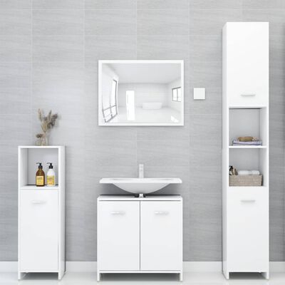 vidaXL Ensemble de meubles de salle de bain 3pcs Blanc Bois ingénierie