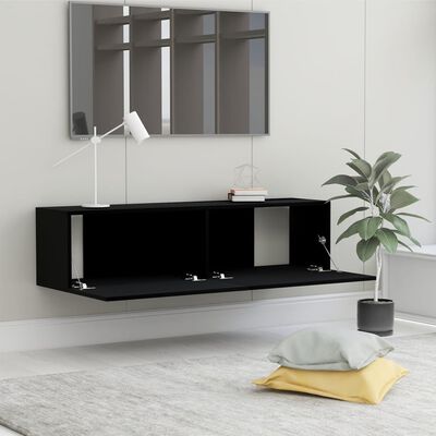 vidaXL Meuble TV Noir 120x30x30 cm Bois d’ingénierie