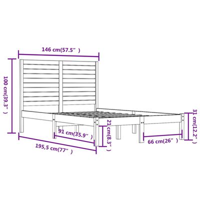 vidaXL Cadre de lit sans matelas noir 140x190 cm bois massif