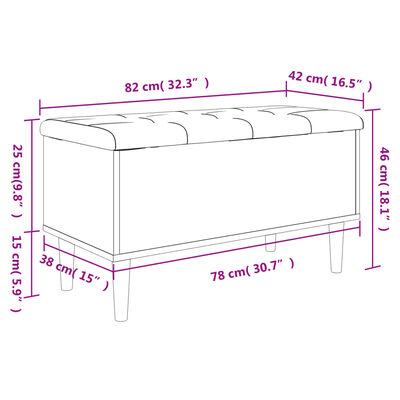 vidaXL Banc de rangement noir 82x42x46 cm bois d'ingénierie