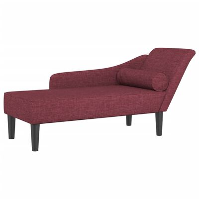 vidaXL Chaise longue avec coussins rouge bordeaux tissu