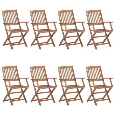 vidaXL Chaises pliables de jardin lot de 8 avec coussins Bois d'acacia