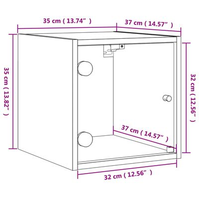 vidaXL Table de chevet avec porte en verre chêne marron 35x37x35 cm