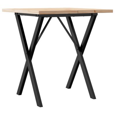 vidaXL Table à manger cadre en X 70x70x75,5cm bois de pin massif fonte