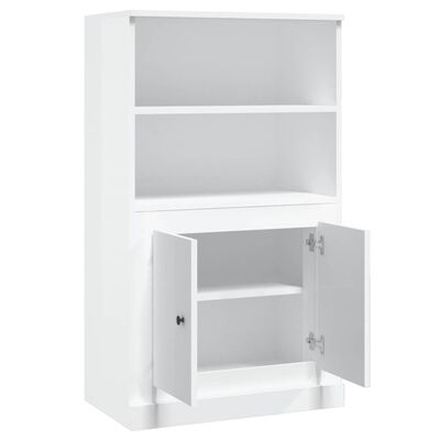 vidaXL Buffet haut blanc brillant 60x35,5x103,5 cm bois d'ingénierie