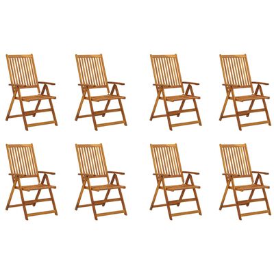 vidaXL Chaises pliables de jardin avec coussins lot de 8 Bois d'acacia