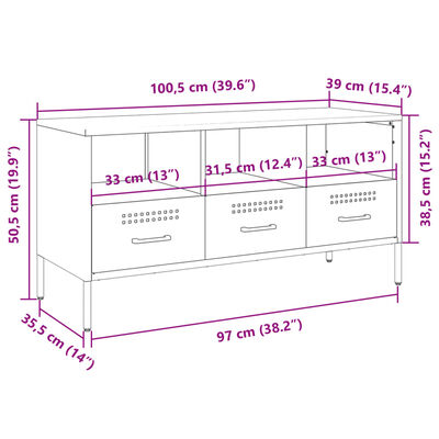 vidaXL Meuble TV vert olive 100,5x39x50,5 cm acier