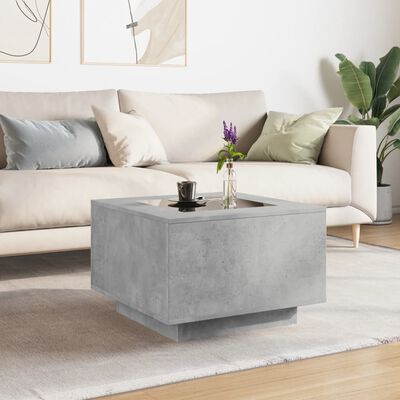 vidaXL Table basse avec LED gris béton 60x60x40 cm bois d'ingénierie