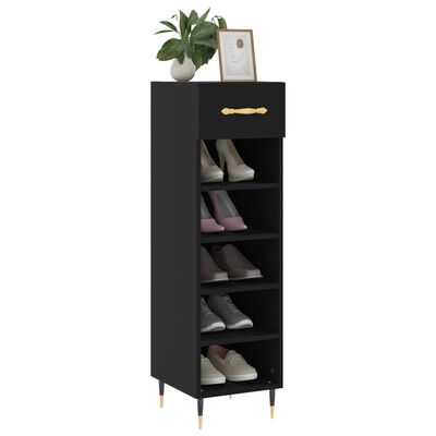 vidaXL Armoire à chaussures noir 30x35x105 cm bois d'ingénierie