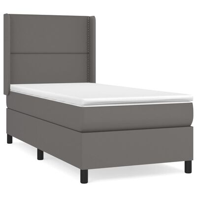 vidaXL Sommier à lattes de lit avec matelas Gris 80x200 cm Similicuir