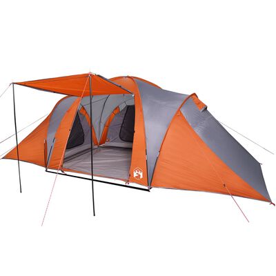 vidaXL Tente familiale à dôme 6 personnes gris et orange imperméable