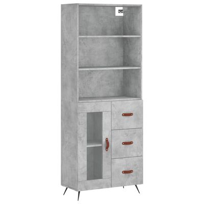 vidaXL Buffet haut Gris béton 69,5x34x180 cm Bois d'ingénierie