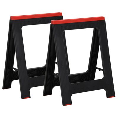 vidaXL Tréteaux de travail pliables 2 pcs PP Noir et rouge 350 kg