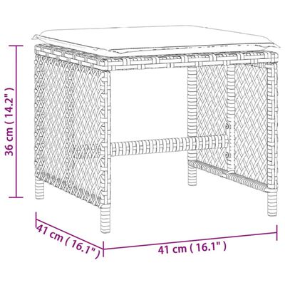 vidaXL Tabourets de jardin et coussins lot de 4 noir 41x41x36 cm rotin