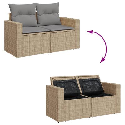 vidaXL Salon de jardin et coussins 13 pcs mélange beige résine tressée