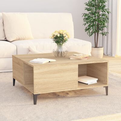 vidaXL Table basse chêne sonoma 80x80x36,5 cm bois d'ingénierie