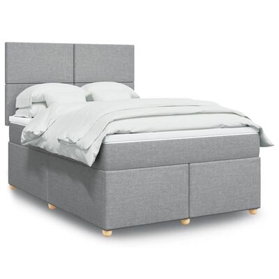 vidaXL Sommier à lattes de lit avec matelas Gris clair 140x200cm Tissu