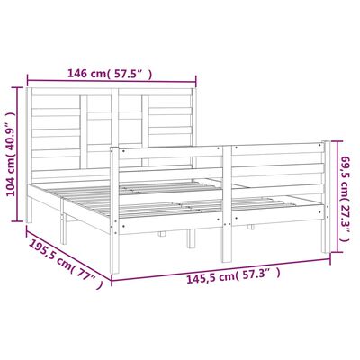 vidaXL Cadre de lit Blanc Bois massif 140x190 cm