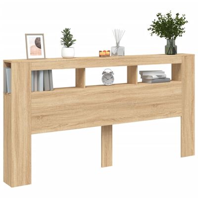 vidaXL Tête de lit à LED chêne sonoma 200x18,5x103,5cm bois ingénierie