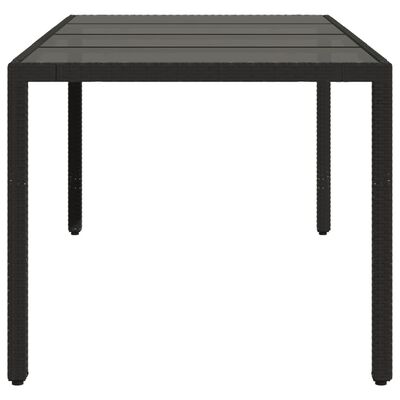 vidaXL Table de jardin dessus en verre Noir 90x90x75 cm Résine tressée