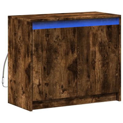 vidaXL Buffet avec LED chêne fumé 72x34x61 cm bois d'ingénierie