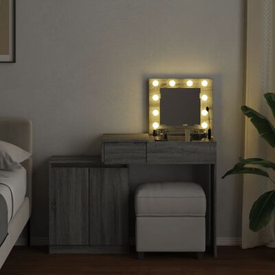 vidaXL Coiffeuse avec LED sonoma gris 115x37x110,5 cm