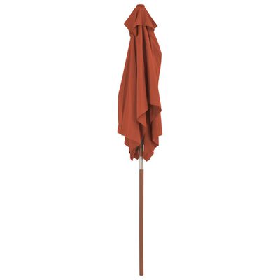 vidaXL Parasol d'extérieur avec mât en bois 150x200 cm Terre cuite