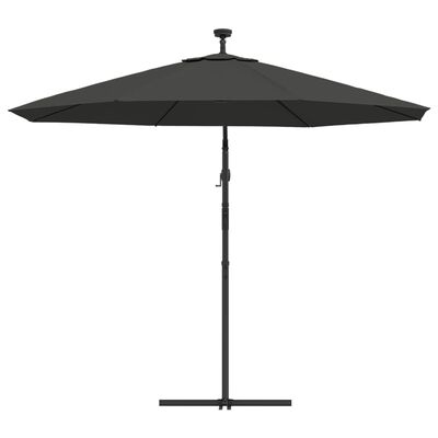 vidaXL Parasol de jardin en porte-à-faux et lumières LED mât en acier