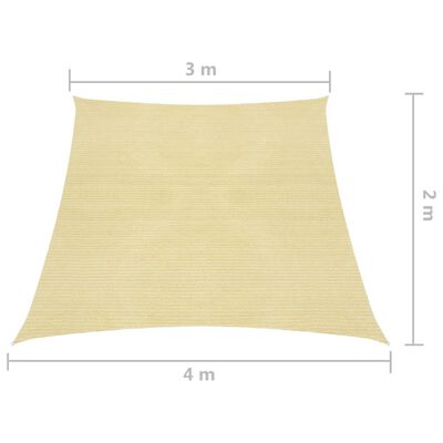 vidaXL Voile d'ombrage 160 g/m² Beige 3/4x2 m PEHD